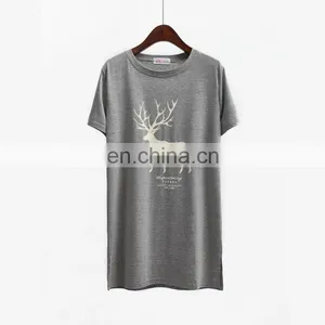 OEM Fashion Printed Elk Patterns Women Long T Shirt thumbnail-3