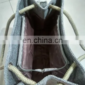 High Quality Grey Color Linen Personalized Office Ladies Bag Woman Shoulder Bag thumbnail-5