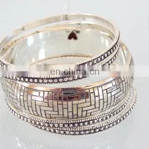 Antique Silver Bangle Bracelet-Wholesale Western Party Wear-Bollywood Fashion Imitation Bracelet Bangles thumbnail-1