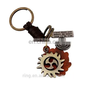 Punk Leather Keyring Vintage Metal Gear Leather Charm Keychain thumbnail-3