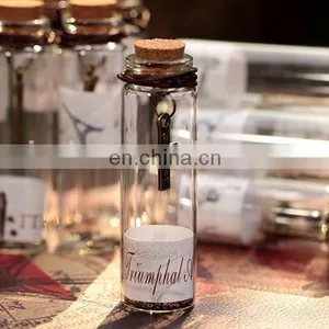 Antique Metal Pendant Charms Wishing Bottle Cork Creative Mini Glass Bottle With Charms thumbnail-1