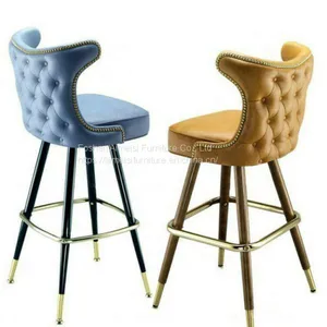 Modern Dining Room Furniture Fabric Cushion Wood Legs Bar Chair thumbnail-4
