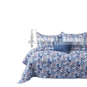 Printed Chinese Brake Herb Brushed Microfiber Polyester Fabric Bedsheets Quilted Bedspread Bedding Set thumbnail-1