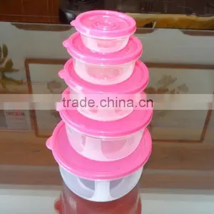 Popular 5 Pcs Set Round Plastic Food Storage Container thumbnail-3