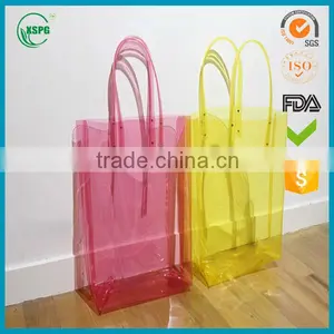 Colorful Clear Pvc Shopping Plastic Bag With Handle thumbnail-2