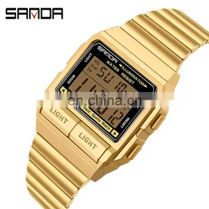 Sanda 2007 2020 New Men Digital Watch Set LED Luminous Waterproof Functional Sport Wrist Watches for Men thumbnail-1