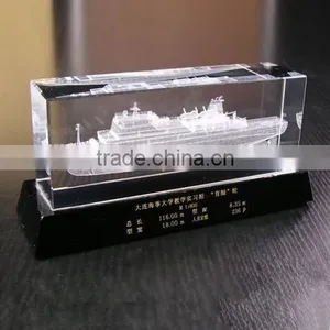 3d Laser Engraving Ship Inside Crystal Block Ship Themed Souvenirs Crystal Ship thumbnail-1