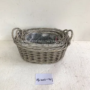 Oval Shaped Small Willow Basket Flower Basket Willow Plant thumbnail-1