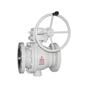 API 6D Flange 2 Piece Cast Steel 300LB Forged Trunnion Mounted Ball Valve thumbnail-1