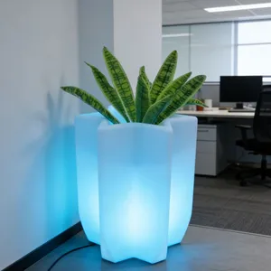 Hexagonal Star Luminous Flower Pot LED Battery AC Powered Landscape Outdoor Decoration Three Color White Light RGB thumbnail-3