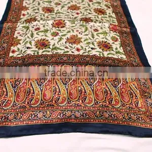 Printed Indian Silk Scarf, Satin Weave thumbnail-1