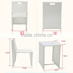 White Wicker Furniture Set Wholesale Poly Rattan Furniture Outdoor Rattan Table And Chair 3 Piece thumbnail-5