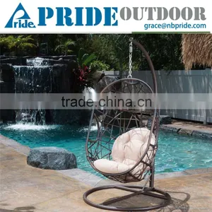 Curved Design Single Cane Patio Outdoor Balcony Wicker Bedroom Rattan Hanging Adult Egg Swing Chair thumbnail-1