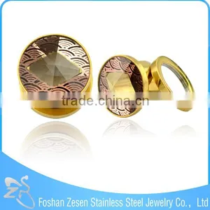 Pyroceram Printed Steel Ear Plug Piercing 14k Solid Gold Body Jewelry thumbnail-2
