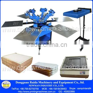 6 Colour 6 Station Floor Standing Carousel Manual Screen Printing With Micro Registration and Aluminum Pallet thumbnail-1