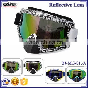 BJ-MG-013A Manufacturer Adult Reflective Letter Frame Custom Racing Motorcycle Sports Goggles thumbnail-1