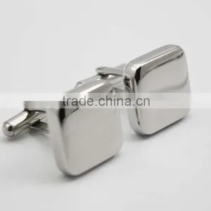 Silver Metal Thick Cufflinks Blanks Custom Square Cufflinks Engravable thumbnail-2