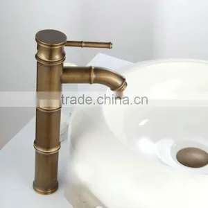 Antique Brass Finish Bathroom Sink Faucet - Bamboo Shape Design QH5112 thumbnail-1