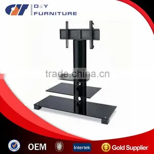 Glass TV Stand With Chormed Iron Tube and Tempered Glass thumbnail-1
