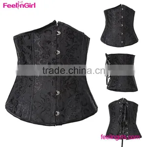 Black Tight Underbust Front Lace Up Waist Cincher Corset thumbnail-2