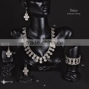 Ring Earring Bracelet Necklace Authentic Turkish Ottoman Design Jewelry Set Made in Turkey thumbnail-3