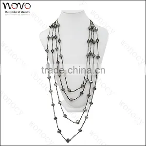 Alloy Multi-Strands Necklace Jewelry Beaded Imitation Rhodium Jewelry thumbnail-1