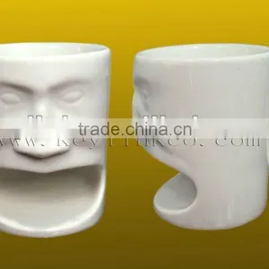 Face Shape Durable Porcelain Biscuit Mug thumbnail-1
