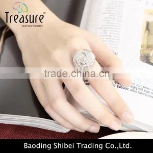 Fashion Jewelry Brand New Design Hot Selling Silver Plated Rose Shaped Ring thumbnail-5