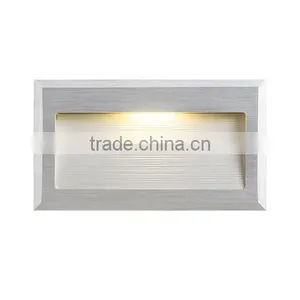 Rectangle Brushed Silver Led Step Light Recessed Wall thumbnail-3
