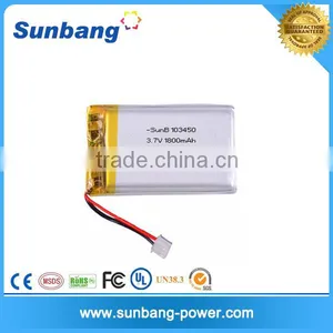 CE FCC MSDS ROHS Certification Approved Rechargeable 103450 3.7v 1800mah Lithium Polymer Battery for Electric Device thumbnail-1