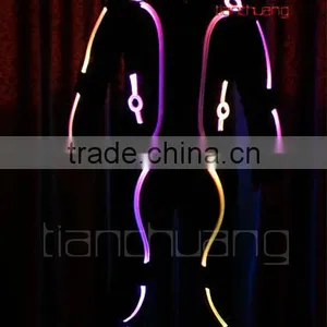 Remote & DMX512 Controlled Full Color LED Fiber Optic Tron Dance Costumes thumbnail-1
