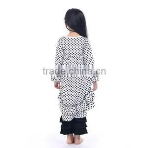 Online Wholesale Children's Boutique 2 Pieces Sets Baby Girls Fashion Design White and Black Dot Ruffle Outfits thumbnail-4