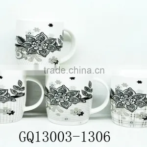 20oz Tea Cups White Bone China Mugs With Decals for Travel thumbnail-4