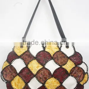 New Fashion Leather Tote Bag Girls Fancy Large Size Beautiful Color Crochet Design thumbnail-1