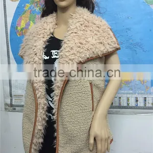 Ladies Fur Leather Trim Monogram Fur Vest thumbnail-5