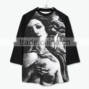 2015 Summer Fashion Full Print 3d t Shirt,black Raglan Sleeves Human Sublimation Printing t Shirts thumbnail-4