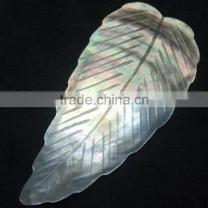 Mother of Pearl (MOP) Carving Leaf Gemstone With Nice Rainbow Fire thumbnail-1