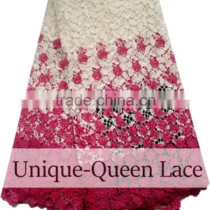 2016 New Arrival Guipure Lace Fabric/ Fushia Color Lace Fabric/african Fushia Guipure Lace Fabric/Cord Lace thumbnail-1
