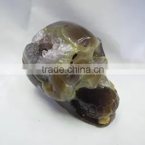 Crystal Hand Carving Amethyst Skull for Sale With High Quality Geode Good for Art Collection thumbnail-3