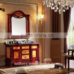 Luxury Royal Living Room Furniture Classic Solid Wood Bathroom Vanity Kit With Basin Sink and Faucet WTS802 thumbnail-1