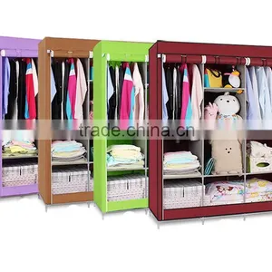 Portable Clothes Rack Wardrobes Bedroom,Wardrobe Closet Storage Organizer Garment Rack With Shelves thumbnail-3