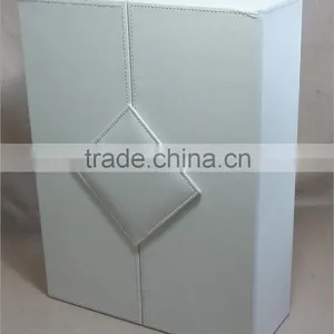 Wholesale Factory Custom Leather 2 Bottles of Red Wine Box, Beautiful White Gift Box thumbnail-2