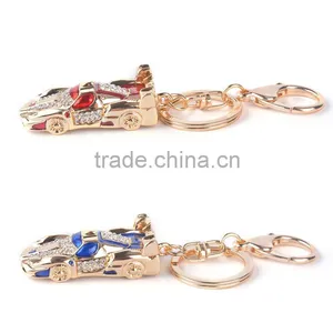 Retro Car Shape Alloy Resin Rhinestone Diamond Keychain Key Ring thumbnail-3