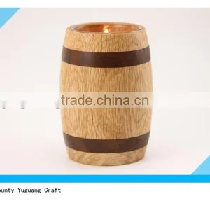 Small Pine Wooden Barrel for Packing Glass Candle Holder thumbnail-2