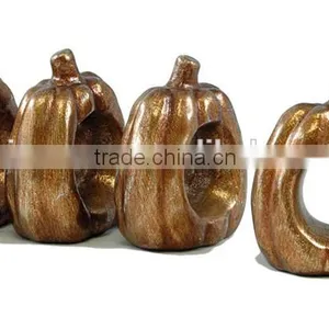 Personalized Handmade Color Painted Decorative Poly Resin Pumpkin Napkin Rings Set thumbnail-1
