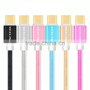Voxlink 1m TYPE-C Male to Male Mobile Phone Data Cable Charging Cable Nylon Braided Metal Wire Type C to Type C Cable thumbnail-1