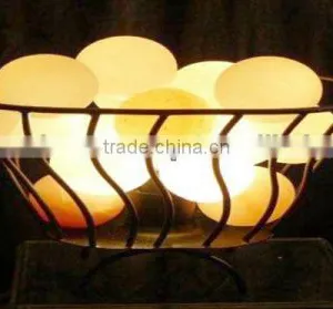 Himalayan Rock Salt Basket Lamps/Iron Basket thumbnail-1