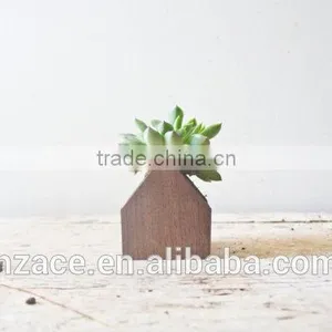 House Planter Pot - Wooden Herb Succulents Box Container Succulent Flower Wooden Planter Handmade Air Plant thumbnail-3