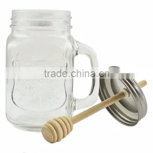 Haonai Wholesale Glass Honey Mason Jar With Handle thumbnail-5