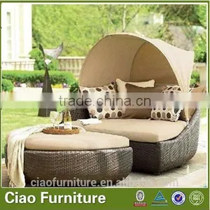 Outdoor Rattan Daybed With Canopy Leisure Garden Bed thumbnail-1